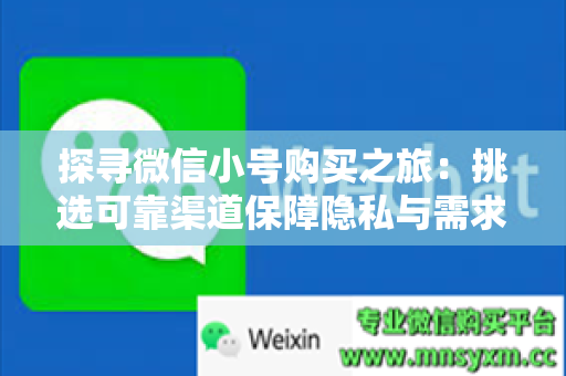 探寻微信小号购买之旅：挑选可靠渠道保障隐私与需求