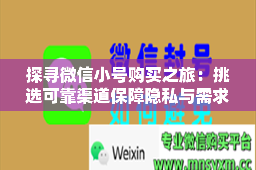 探寻微信小号购买之旅：挑选可靠渠道保障隐私与需求