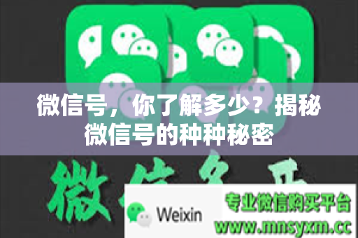 微信号，你了解多少？揭秘微信号的种种秘密